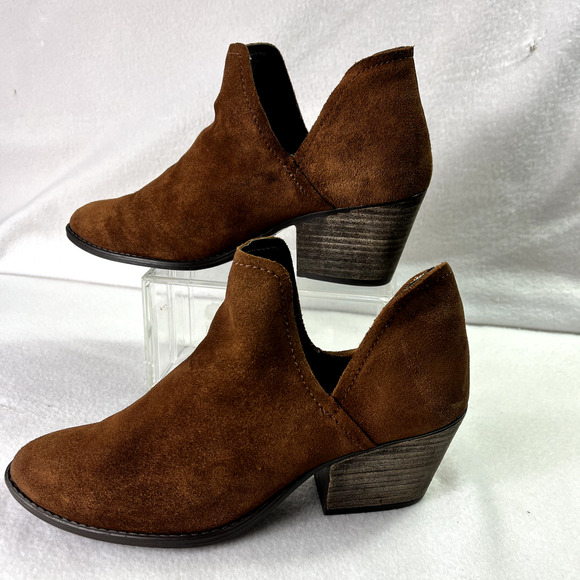 Steve Madden Booties Womens 10M Adelphie V Cut Western Booties Brown Suede - Picture 6 of 11